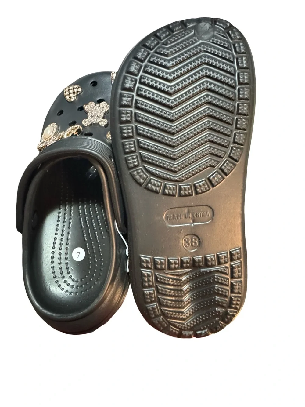 Burberry Black woman Sandal Clogs with Gold-Tone Jewel Charms